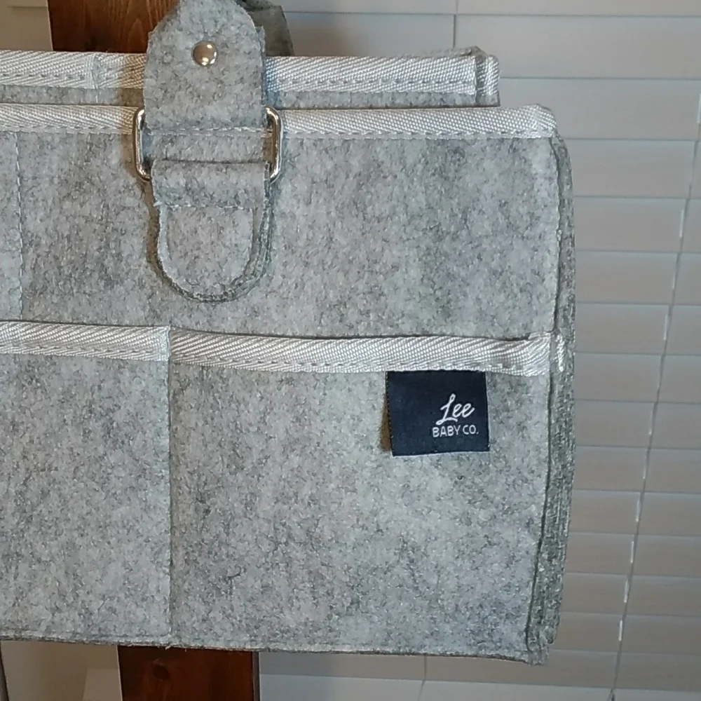 Lee Baby Co.  Gray Diaper Caddy Storage Organizer Nursery Essential Tote Bag New